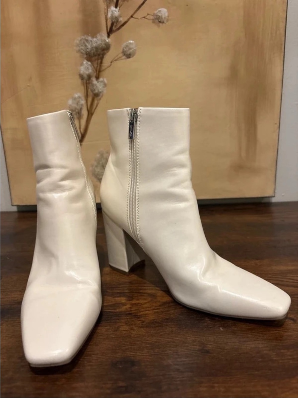 Unisa Ivory Square-Toe Zip Ankle Boots